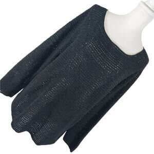 LAUREN BY RALPH LAUREN! LINEN BLEND BLACK LOOSE KNIT SCOOP NECK SWEATER! SZ 2X